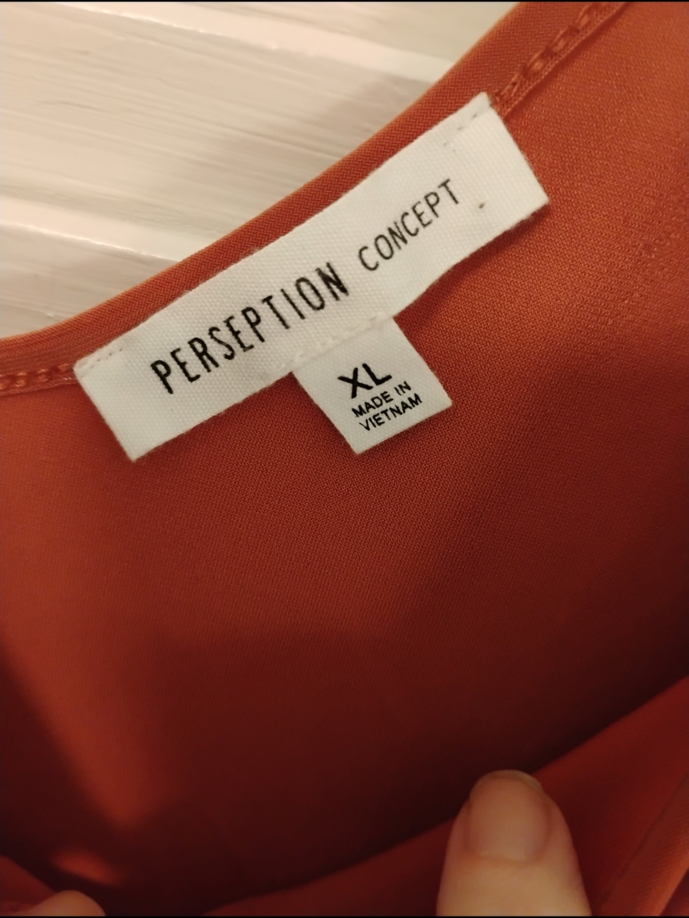 PerSeption Concept Rust Red Cold-Shoulder Ruffle V-Neck Top - Picture 5 of 7